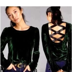 Velvet Green Crisscross Back Top